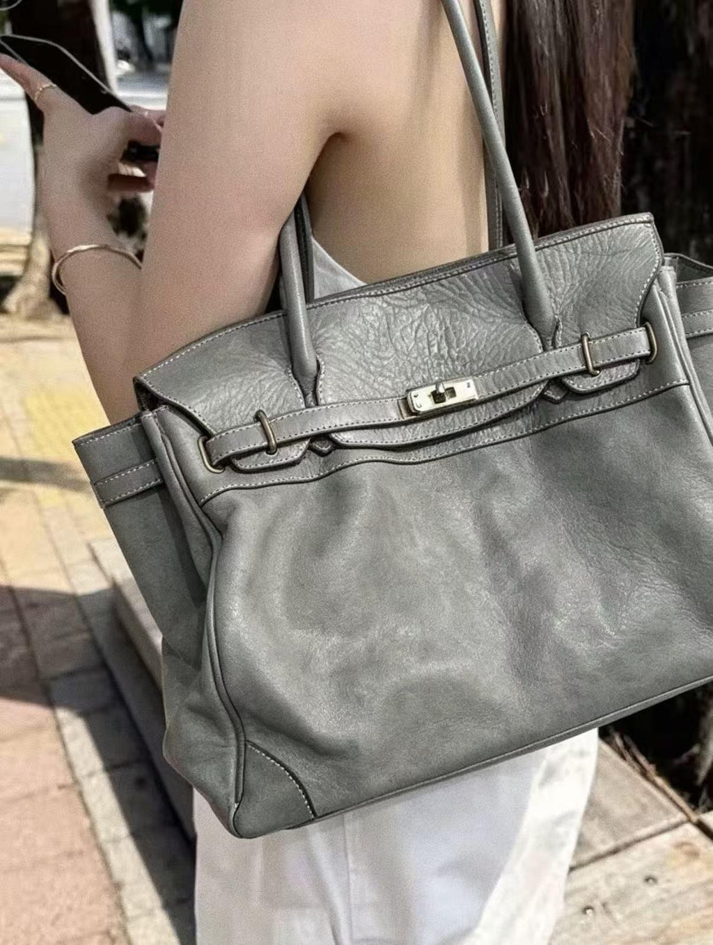 Women's Slouchy Tote Bag – PU Leather Shoulder Bag
